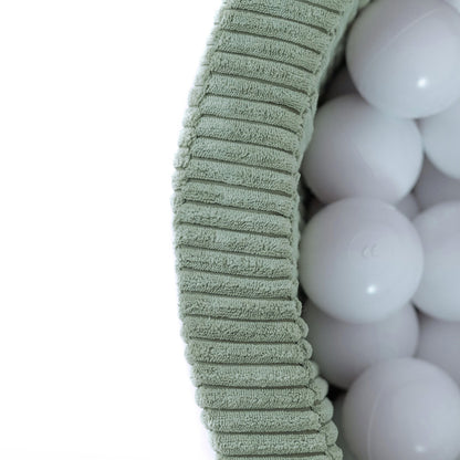 PLUSH NEST - Misioo - Piscine à balles, 90x30 cm, ronde, vert, velours côtelé épais