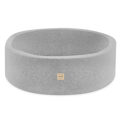 PLUSH NEST - Misioo - Piscine à balles, gris clair, ronde, coton, 90x30, 200 boules : perle rose clair, argent, perle