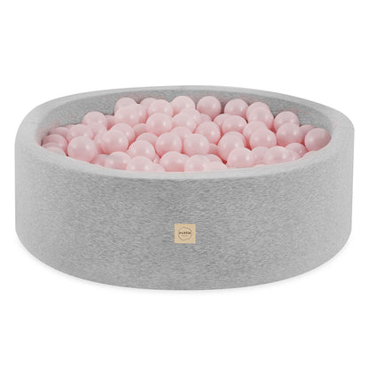 PLUSH NEST - Misioo - Piscine à balles, 90x30 cm, ronde, gris clair, coton, Smart