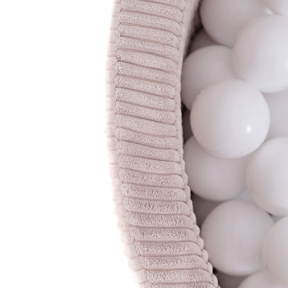 PLUSH NEST - Misioo - Piscine à balles, 90x30 cm, ronde, rose clair, velours côtelé épais
