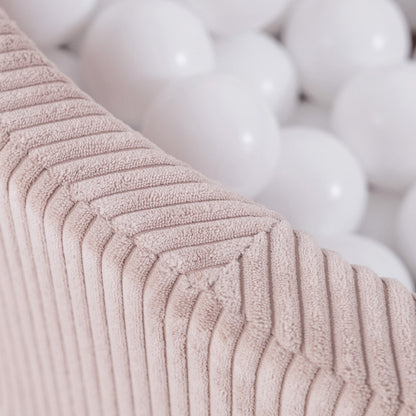 PLUSH NEST - Misioo - Piscine à balles, 90x30 cm, ronde, rose clair, velours côtelé épais