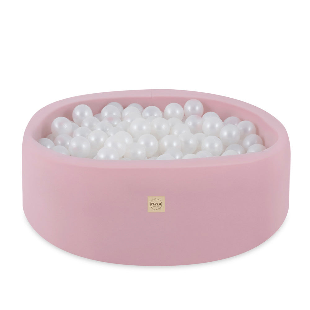 Piscine à balles - ronde 90x30 cm, coton rose  - Plush Nest - Misioo  Misioo  myplayground
