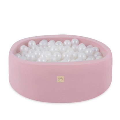 PLUSH NEST - Misioo - Piscine à balles, 90x30 cm, ronde, rose, coton, Smart