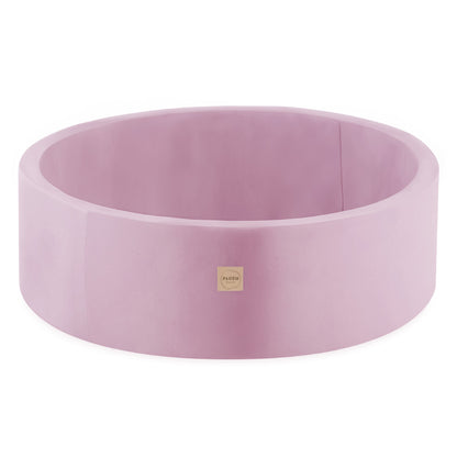 PLUSH NEST - Misioo - Piscine à balles, rose, ronde, velours, 90x30, 200 boules : rose, argent, perle