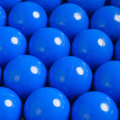 PLUSH NEST - Misioo - Piscine à balles, gris clair, ronde, coton, 90x30, 200 boules : bleu, jaune, bleu clair