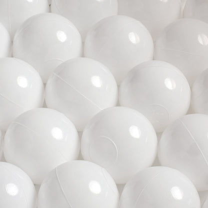 PLUSH NEST - Misioo - Piscine à balles, gris, ronde, velours, 90x30, 200 boules : menthe, argent, blanc