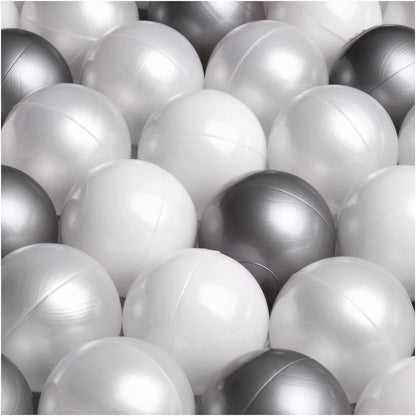 PLUSH NEST - Misioo - Boules de piscine à balles, 6 cm, lot de 200 pcs : perle, transparentes, argent