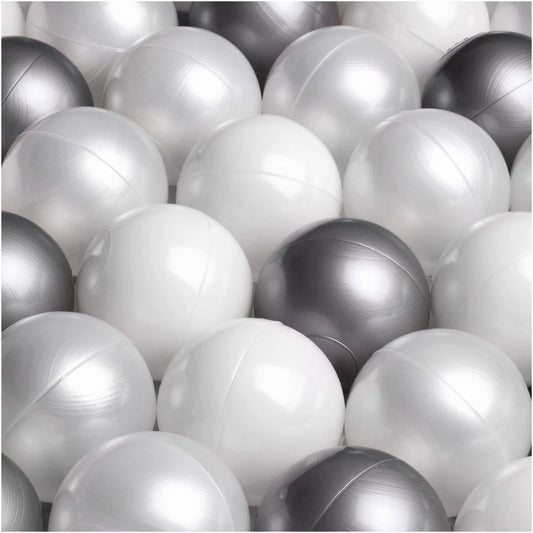 PLUSH NEST - Misioo - Boules de piscine à balles, 6 cm, lot de 200 pcs : perle, transparentes, argent