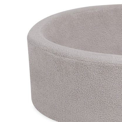PLUSH NEST - Misioo - Piscine à balles, ronde, 90x30 cm, agneau gris (+ 200 boules argent, perle, bleu clair)