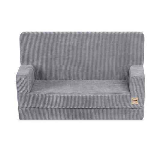 Canapé Foldie avec accoudoirs - Velours côtelé gris premium - PLUSH NEST
