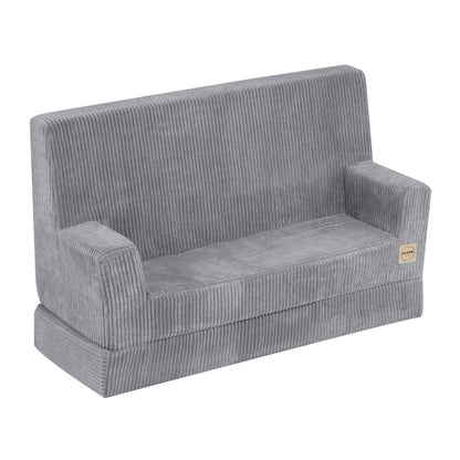 Canapé Foldie avec accoudoirs - Velours côtelé gris premium - PLUSH NEST