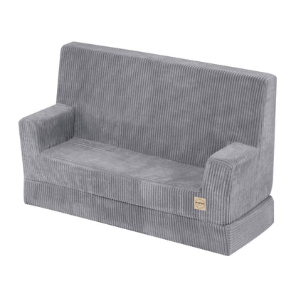 Canapé Foldie avec accoudoirs - Velours côtelé gris premium - PLUSH NEST