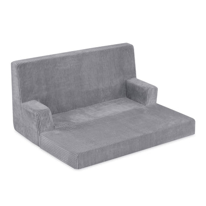 Canapé Foldie avec accoudoirs - Velours côtelé gris premium - PLUSH NEST