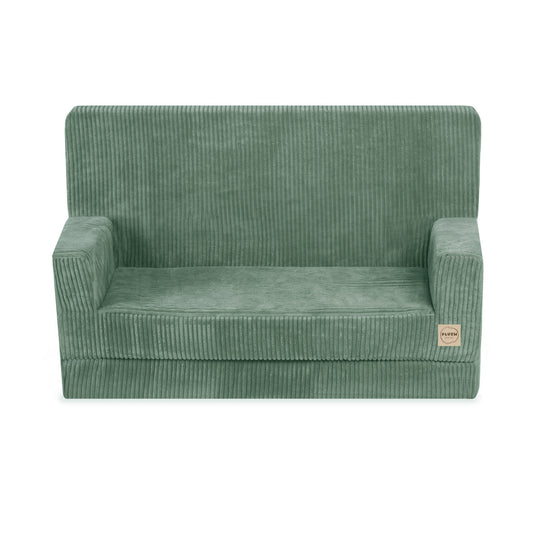 Canapé Foldie avec accoudoirs - Velours côtelé vert premium - PLUSH NEST