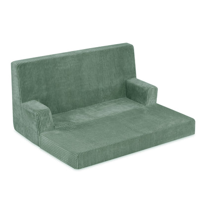 Canapé Foldie avec accoudoirs - Velours côtelé vert premium - PLUSH NEST