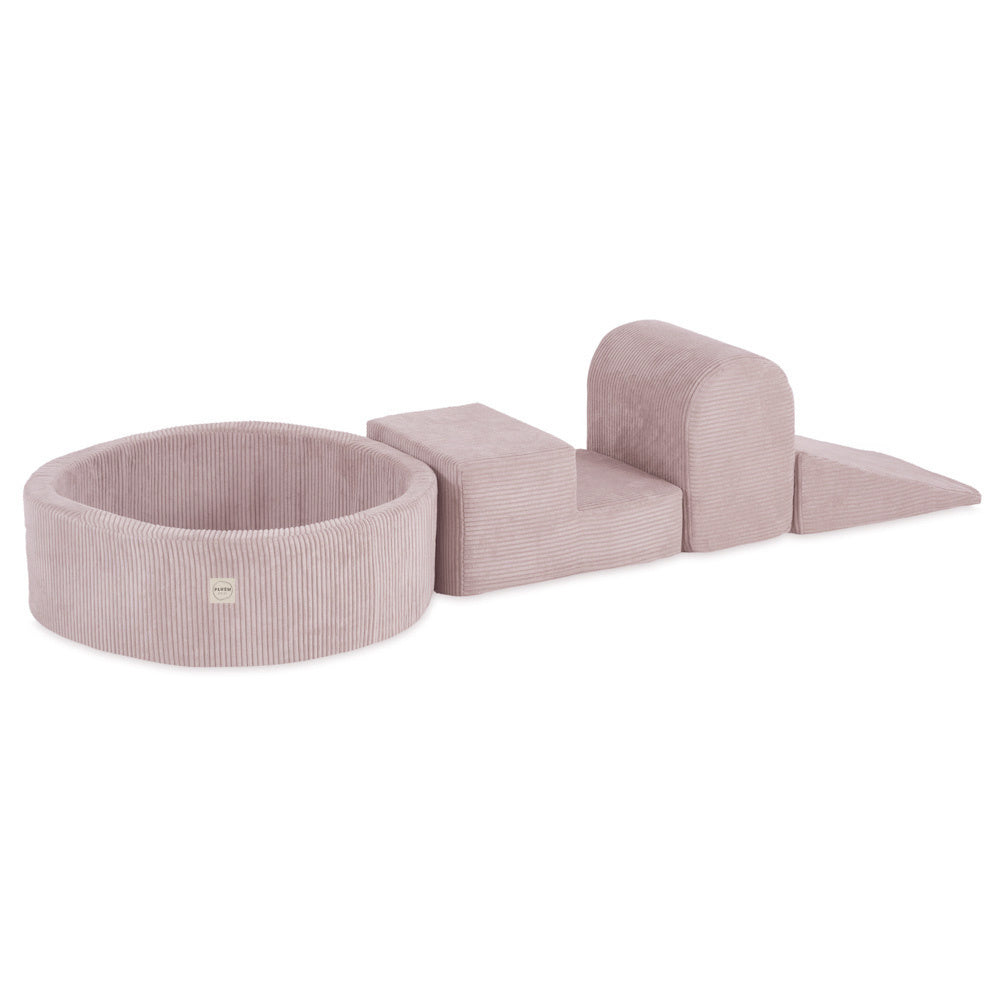 Terrain de jeu 3 éléments + dry pool 90x30 (+200 balles : perle, or, perle rose clair) - Velours côtelé rose clair premium - PLUSH NEST  Misioo Terrain de jeu 3 éléments + dry pool 90x30 (+200 balles : perle, or, perle rose clair) - Velours côtelé rose clair premium - PLUSH NEST myplayground