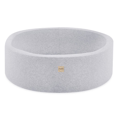 PLUSH NEST - Misioo - Piscine à balles + marche, 90x30, gris clair, Smart (+ 200 boules perle, argent, bleu clair)