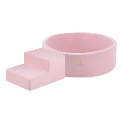 PLUSH NEST - Misioo - Piscine à balles + marche, 90x30, rose, Smart (+ 200 boules perle, argent, perle rose clair)