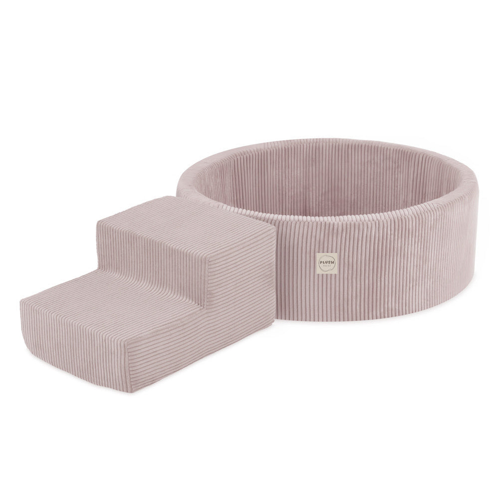Piscine sèche (dry pool) avec 200 balles aux couleurs perle, perle rose clair et or