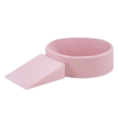 PLUSH NEST - Misioo - Piscine à balles + triangle, 90x30, rose, Smart (+ 200 boules perle, argent, rose clair)
