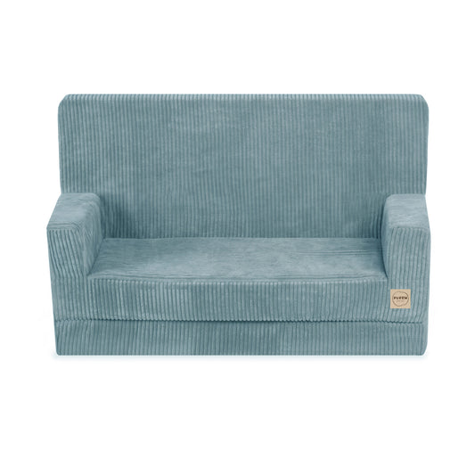 Canapé Foldie avec accoudoirs - Velours côtelé bleu premium - PLUSH NEST