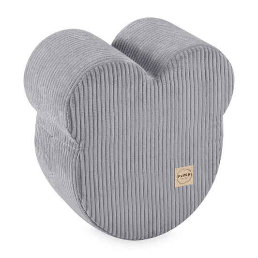 Pouf ourson 46x25 cm - Velours côtelé gris premium - PLUSH NEST