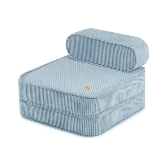 PLUSH NEST - Misioo - Chaise longue enfant, 150x60x25 cm, velours côtelé bleu premium