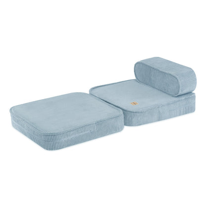 PLUSH NEST - Misioo - Chaise longue enfant, 150x60x25 cm, velours côtelé bleu premium