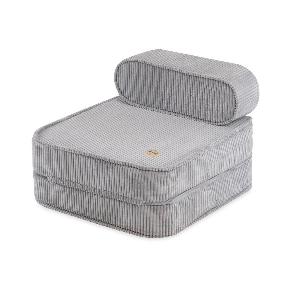 Chaise longue enfant, 150x60x25 cm, velours côtelé gris premium - Plush Nest - Misioo  Misioo  myplayground