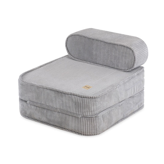 PLUSH NEST - Misioo - Chaise longue enfant, 150x60x25 cm, velours côtelé gris premium