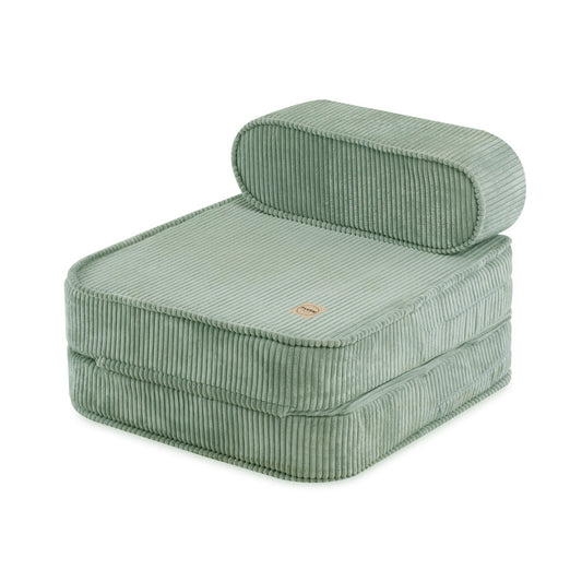 PLUSH NEST - Misioo - Chaise longue enfant, 150x60x25 cm, velours côtelé vert premium