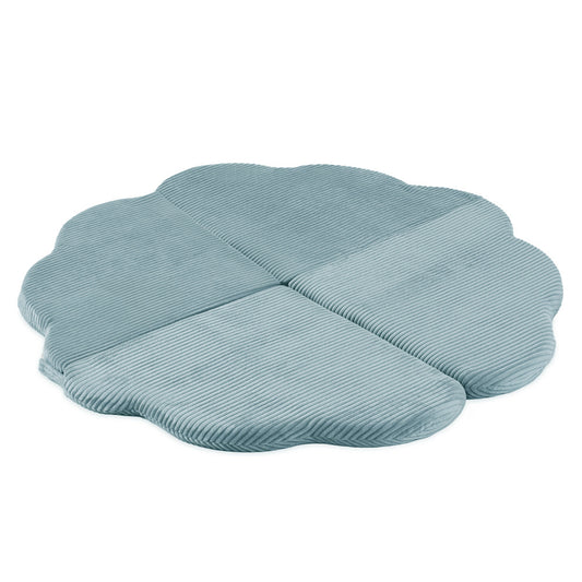 Tapis fleur 115x115x5 cm - Velours côtelé bleu moelleux - PLUSH NEST