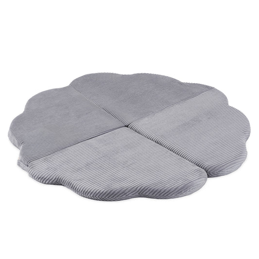 Tapis fleur 115x115x5 cm - Velours côtelé gris moelleux - PLUSH NEST