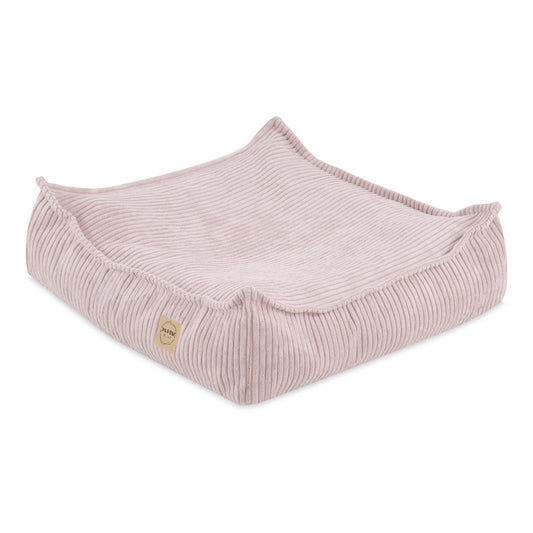 Pouf 60x60 cm - Coussin de sol velours côtelé rose clair premium - PLUSH NEST