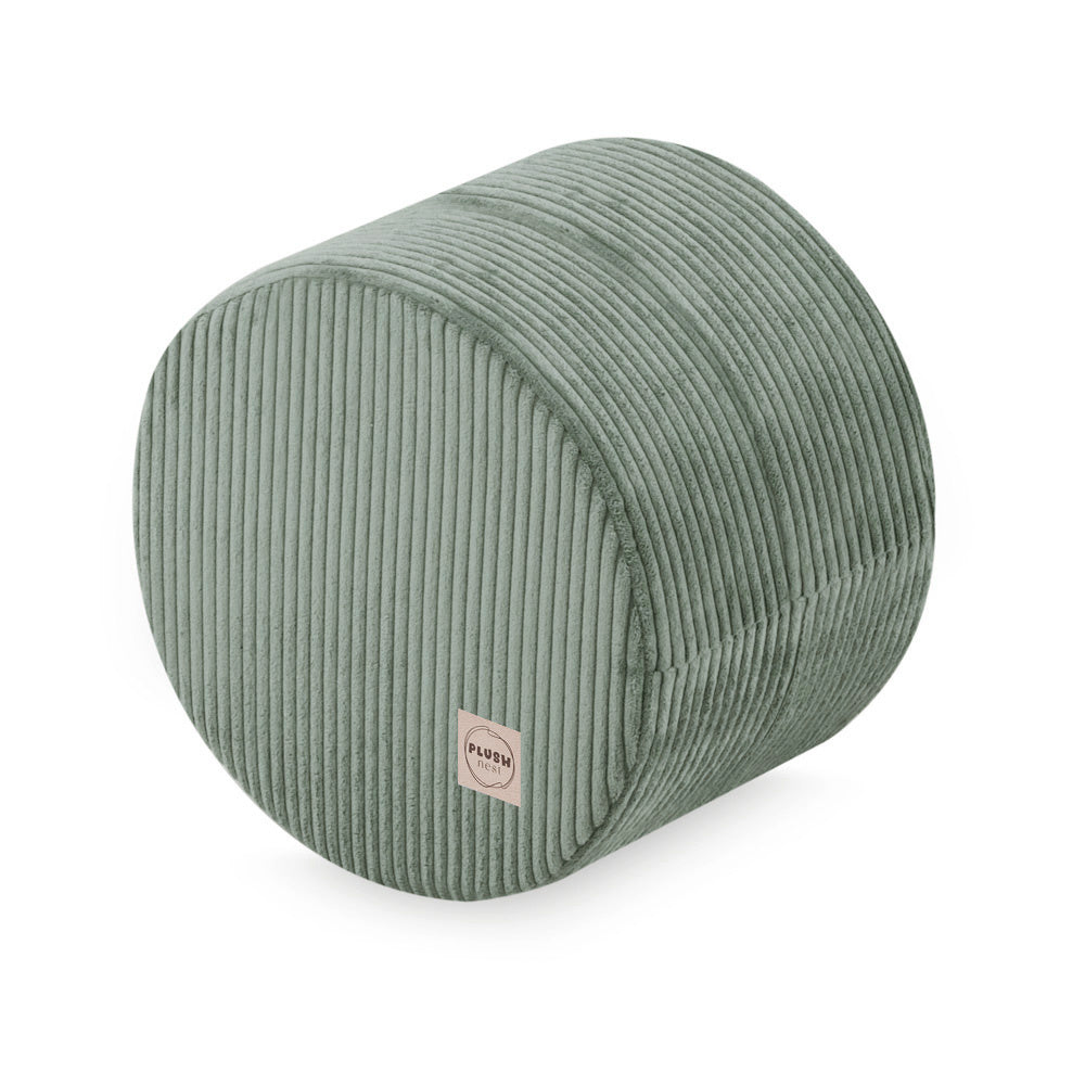 Pouf rond 40x30 cm - Velours côtelé vert premium - PLUSH NEST  Misioo Pouf rond 40x30 cm - Velours côtelé vert premium - PLUSH NEST myplayground