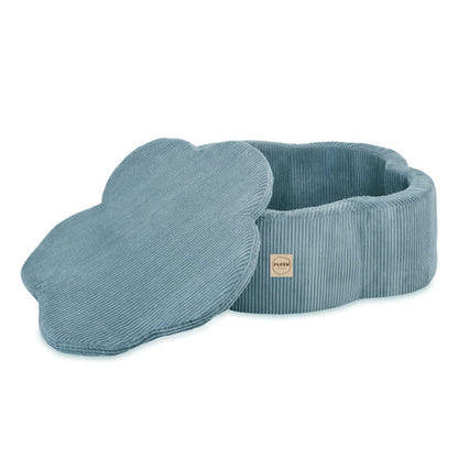 PLUSH NEST - Misioo -  Piscine à balles, 95x30, bleu, velours côtelé premium, Floral Fun Zone