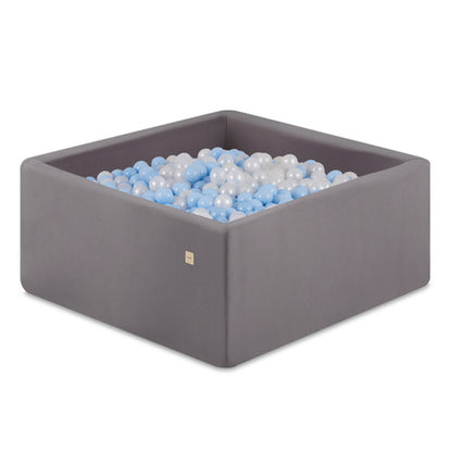 PLUSH NEST - Misioo - Piscine à balles, 130x130x50 cm, Carrée, Grise, Active