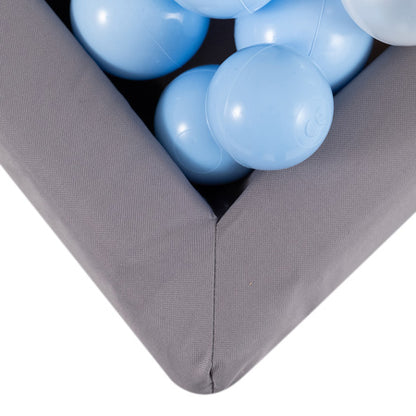 PLUSH NEST - Misioo - Piscine à balles, 130x130x50 cm, Carrée, Grise, Active