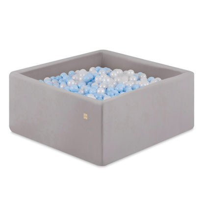 PLUSH NEST - Misioo - Piscine à balles, 130x130x50 cm, Carrée, Gris Clair, Active