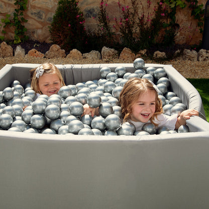 PLUSH NEST - Misioo - Piscine à balles, 130x130x50 cm, Carrée, Gris Clair, Active