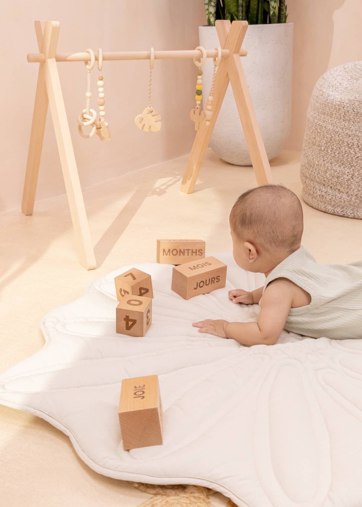 Ensemble de 6 blocs d'âge en bois Milestone - ANGLAIS & FRANÇAIS  Coco Village Ensemble de 6 blocs d'âge en bois Milestone - ANGLAIS & FRANÇAIS myplayground