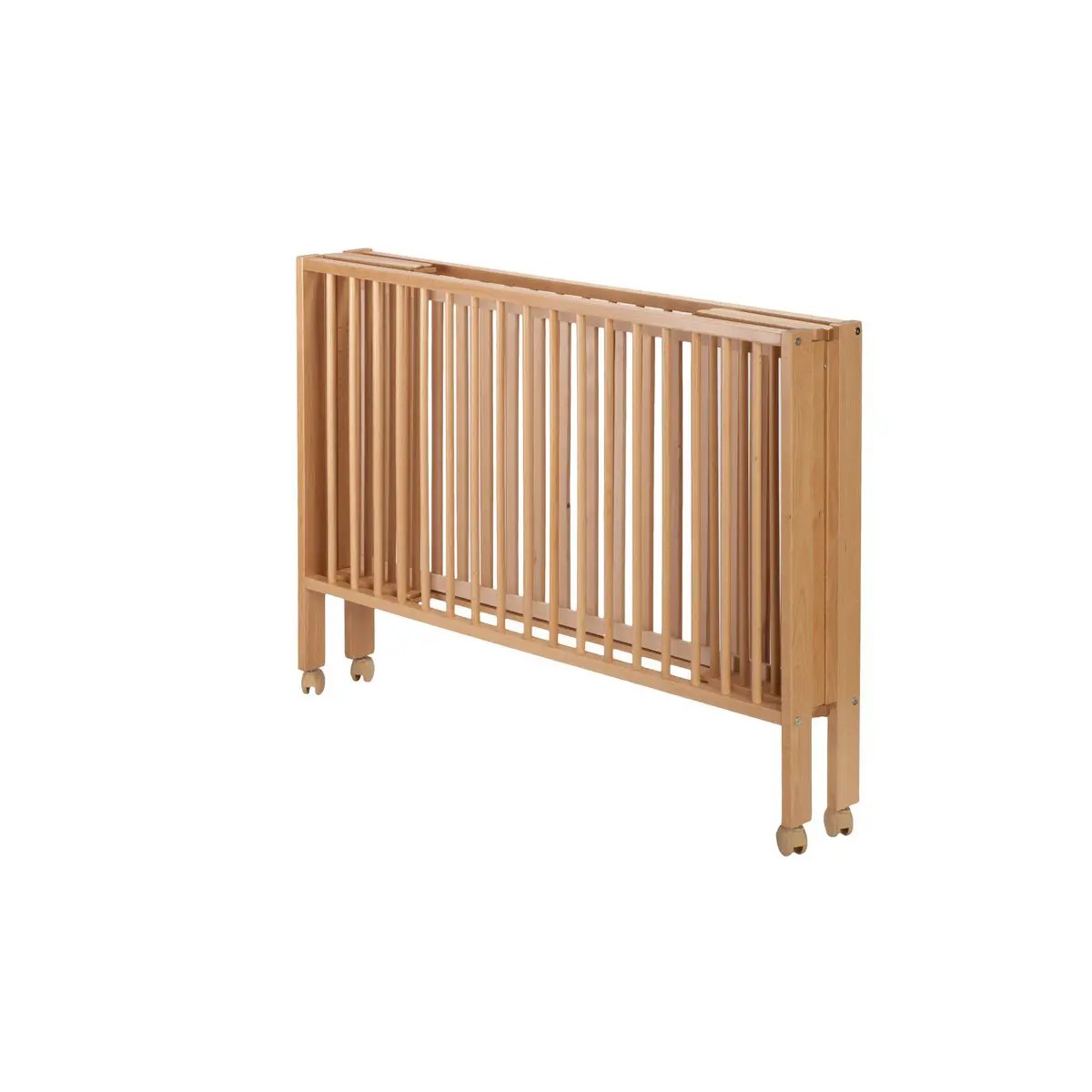 Lit de voyage pliant en hêtre naturel, 120x60 cm – tiSsi