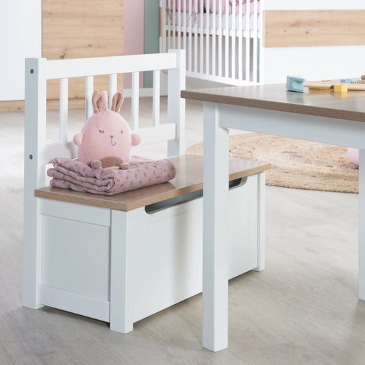 Banc de Coffre Pour Enfants - Coffre à Jouets en Bois Blanc - Roba Kids