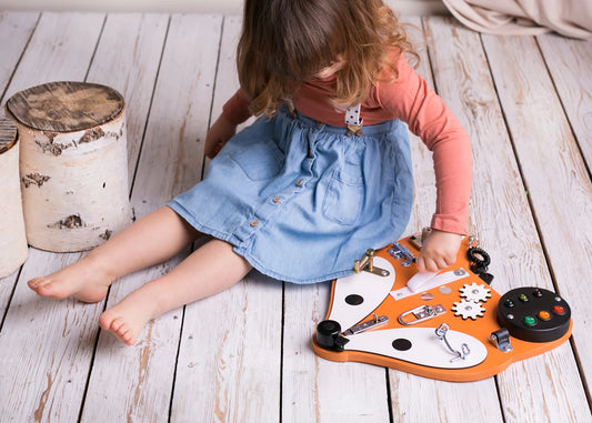 Tête de renard Busy Board - Planche sensorielle - Jeu de motricite pour enfant ( 3 ans et + )