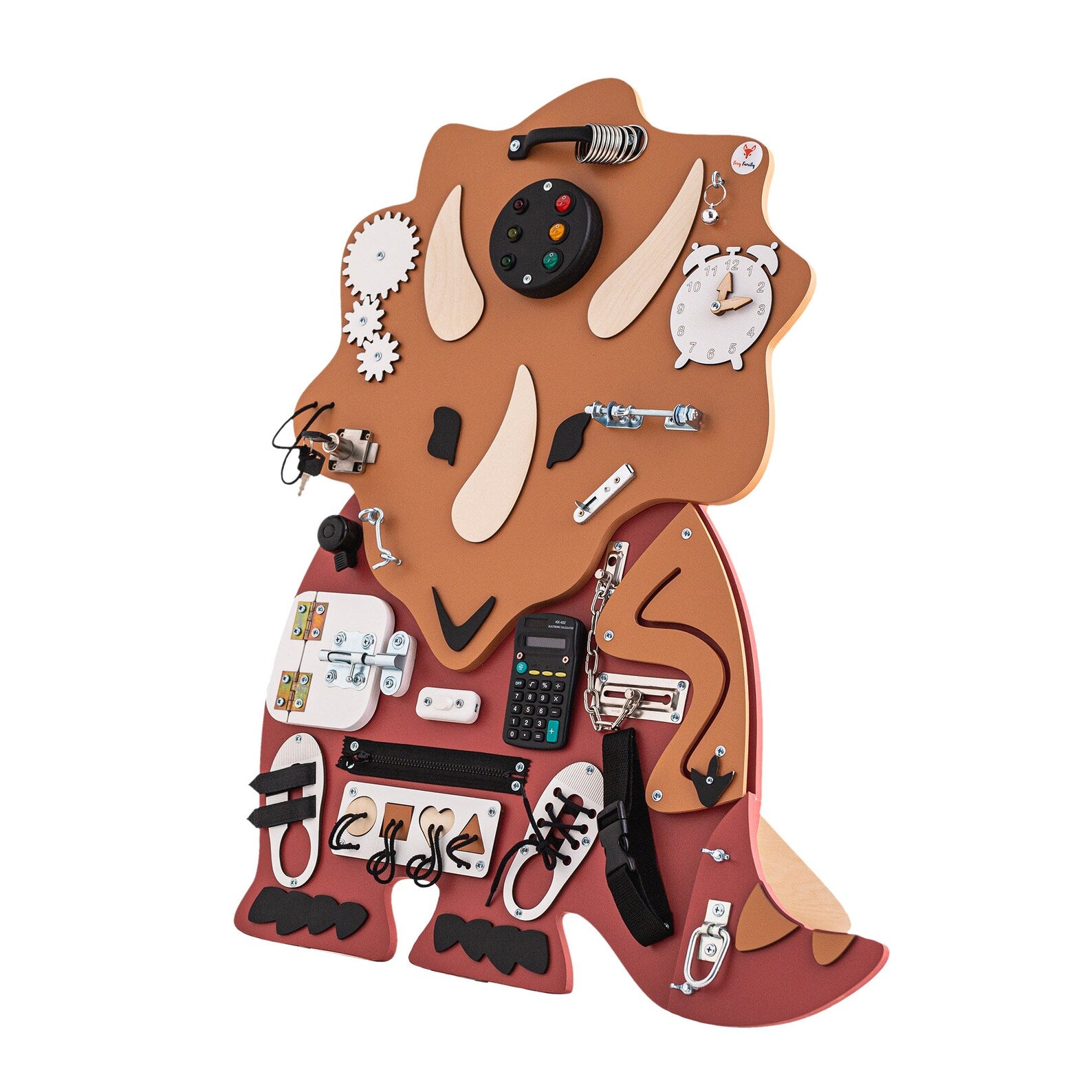 Dinosaure Busy board - Planche sensorielle - Jeu de motricite fine pour enfant ( 3 ans et + )  FoxyFamily Dinosaure Busy board - Planche sensorielle - Jeu de motricite fine pour enfant ( 3 ans et + ) myplayground