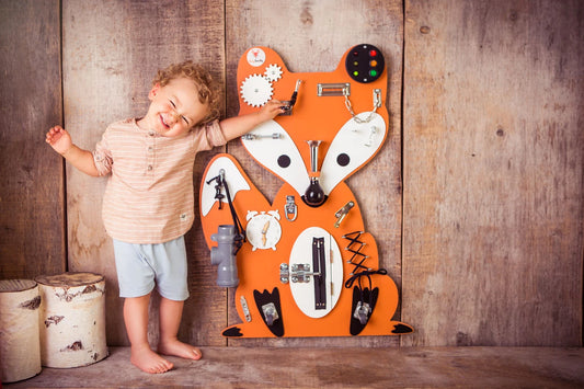 Hubbie the Dreamer Busy Board Fox  - Planche sensorielle - Jeu de motricite fine pour enfant (3 ans et +)