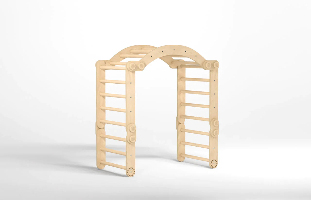 BusyKids - Grand Ensemble d'Escalade Inclinable (set L avec Rocker) - Bois Brut (non verni) - 18 à 24 mois  BusyKids BusyKids - Grand Ensemble d'Escalade Inclinable (set L avec Rocker) - Bois Brut (non verni) - 18 à 24 mois myplayground