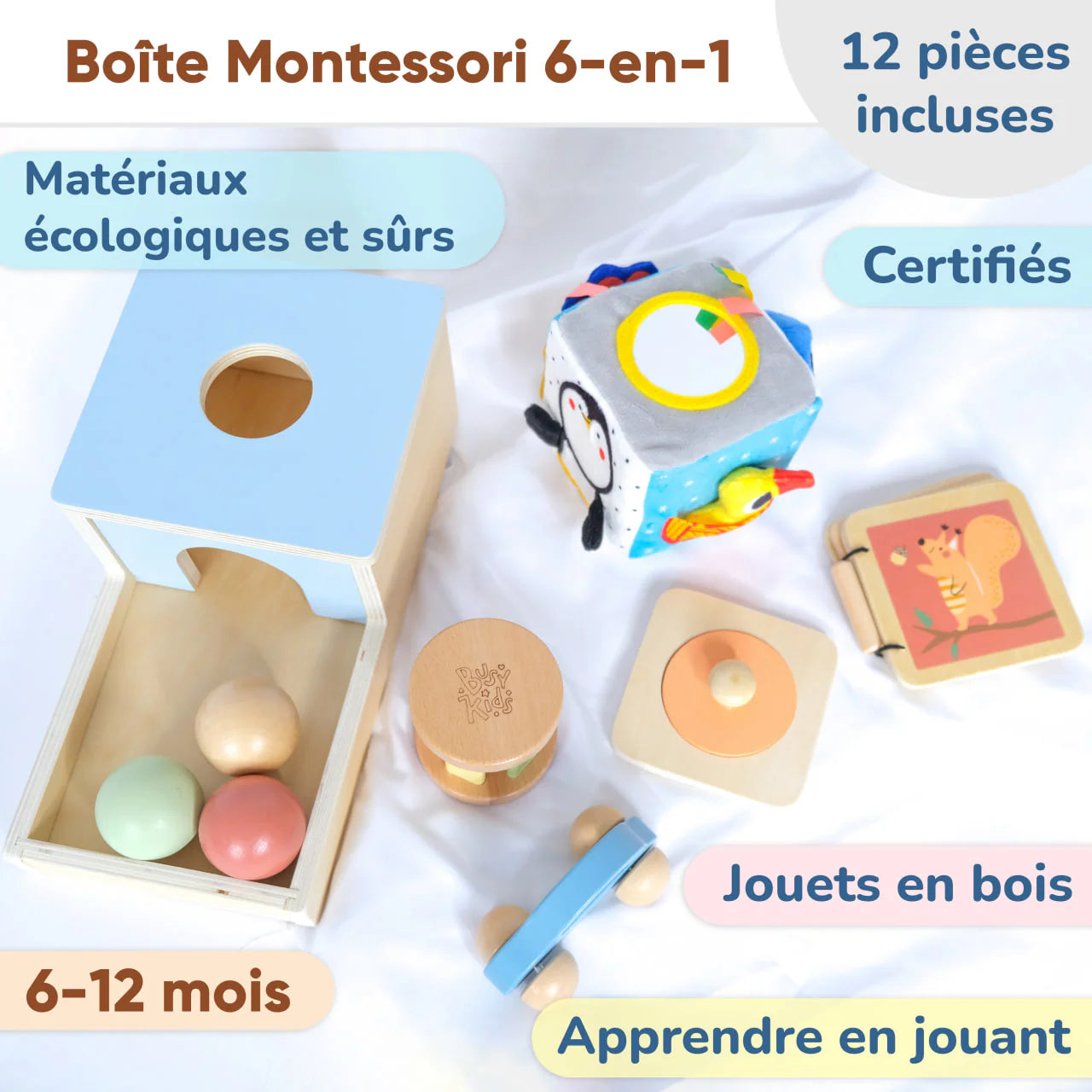 BusyKids - Coffret de Jeu Montessori pour les enfants - 6 à 12 mois  BusyKids BusyKids - Coffret de Jeu Montessori pour les enfants - 6 à 12 mois myplayground