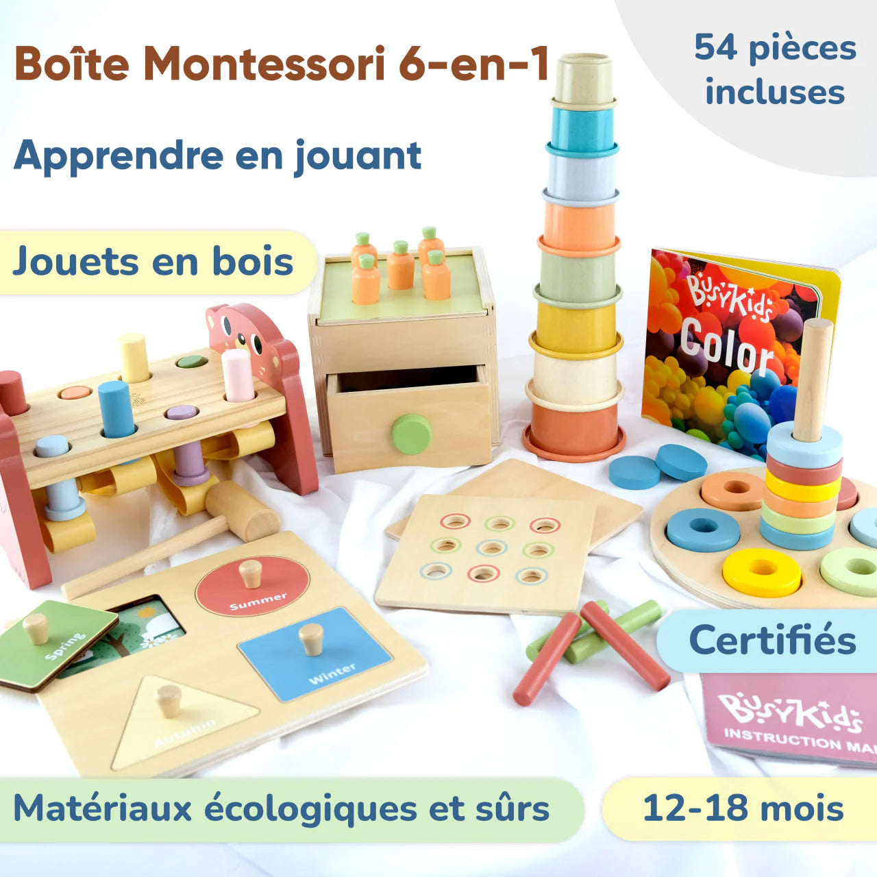 BusyKids - Coffret de Jeu Montessori pour les enfants - 12 à 18 mois  BusyKids BusyKids - Coffret de Jeu Montessori pour les enfants - 12 à 18 mois myplayground