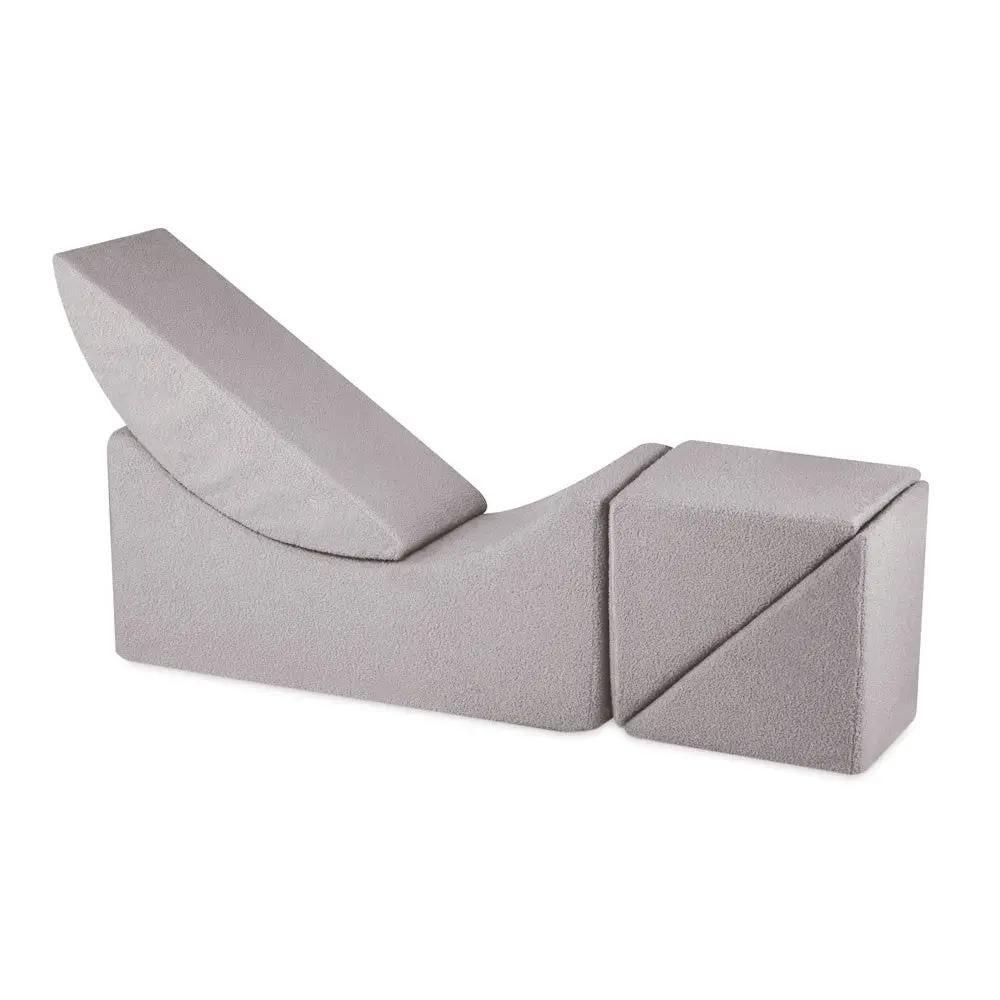 Chaise longue enfant inclinable 145x35x45 cm - peau de mouton gris, confortable – Plush Nest by Misioo